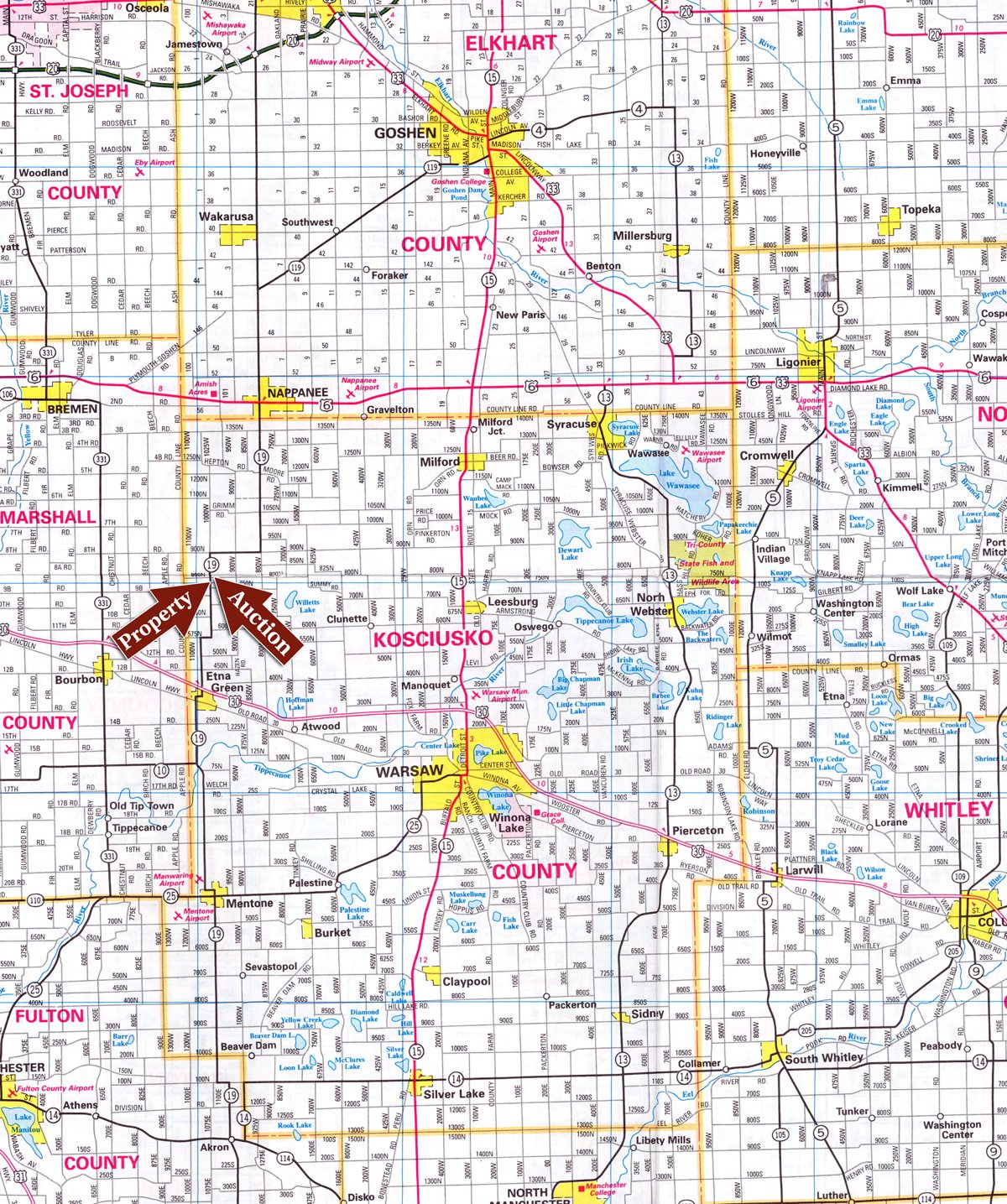 Area map - 145+/- Acres Offered in 6 Tracts Real Estate Auction